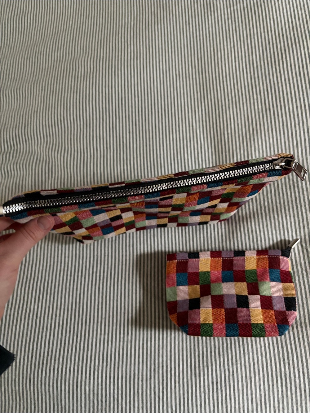 Check Zippered Pouch Set - Picture 4 of 8